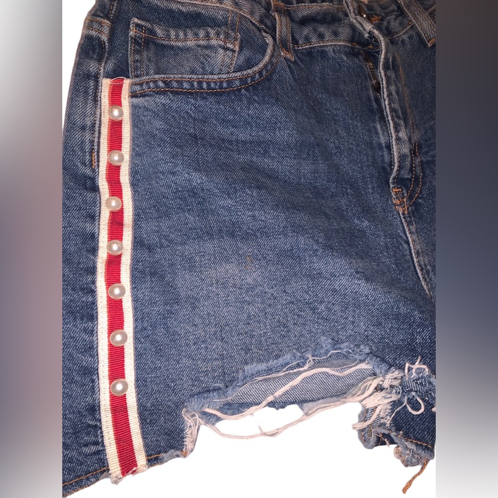 Zara Denim shorts with Pearls size 8